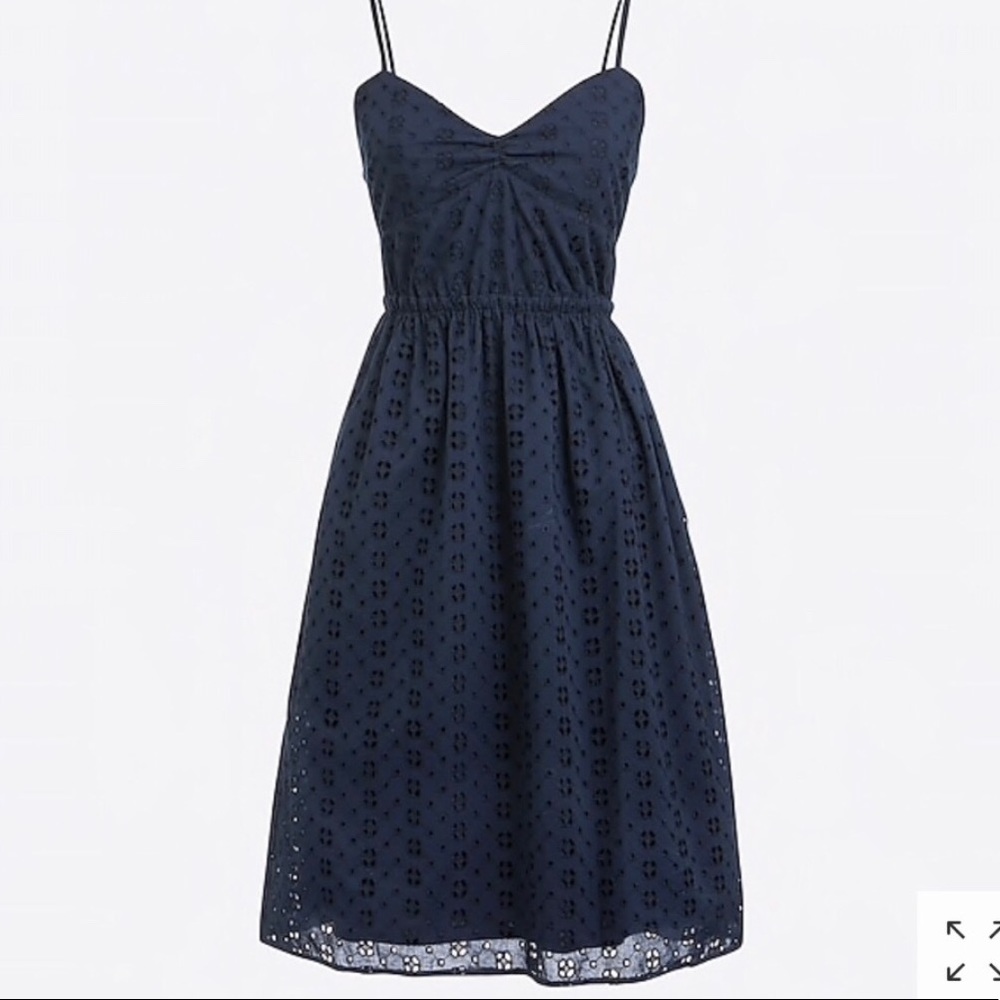 SOLD!!J. Crew Eyelet Spaghetti Strap Dress in Navy